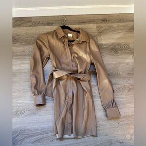 Wilfred tan leather mini dress